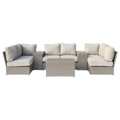Comfortable Modern Patio Rattan Sectional Set With Cushions LSI Patio Furniture