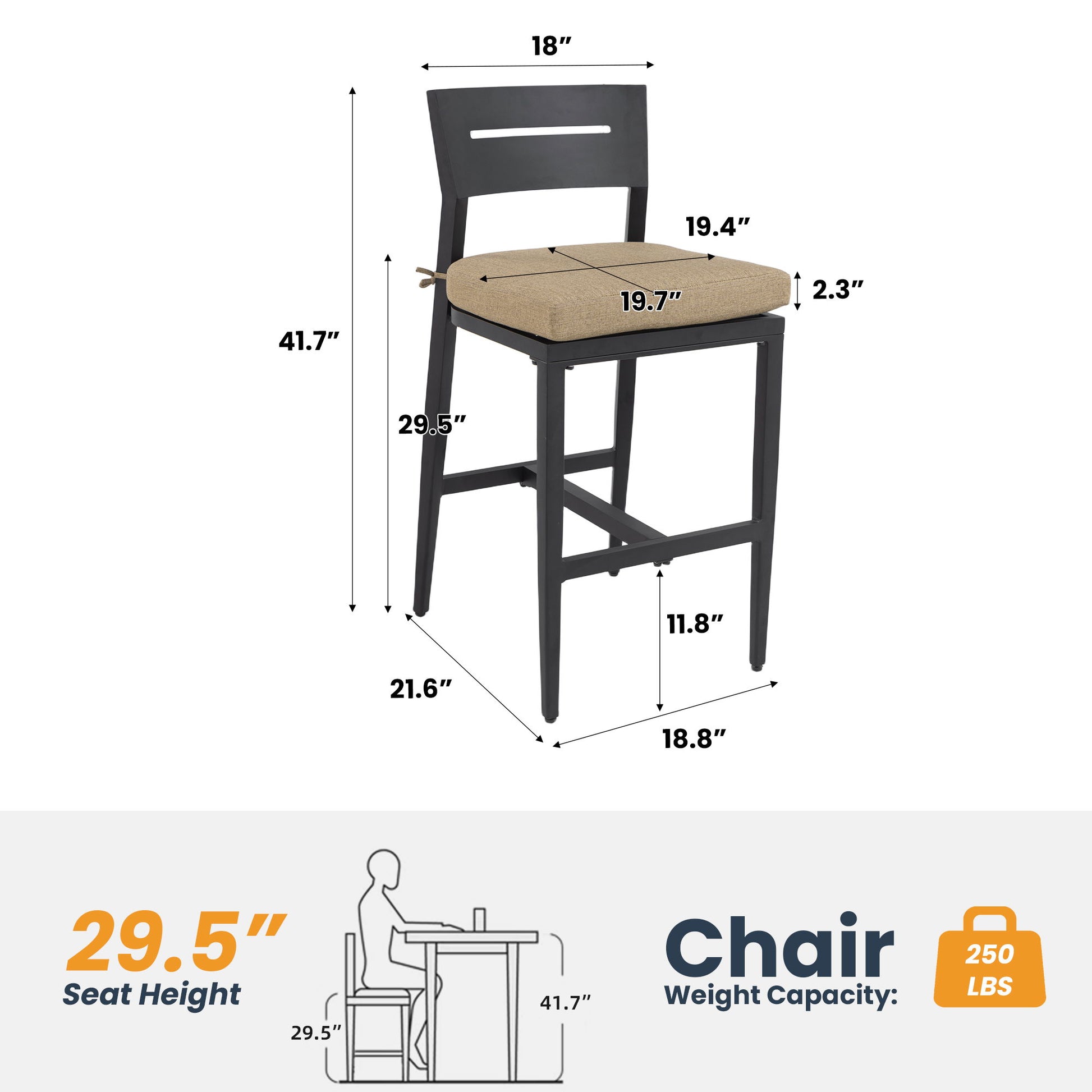 Modern Outdoor Bar Stools With Backrest And Footrest (Set of 2) Life Outside