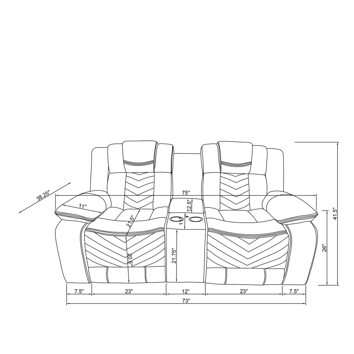 Raize - 10 Power Console Reclining Loveseat With LED And Immersive Sound - Gray Global Furniture USA