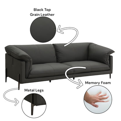 Tadi - Top Grain Leather Sofa - Black Acme