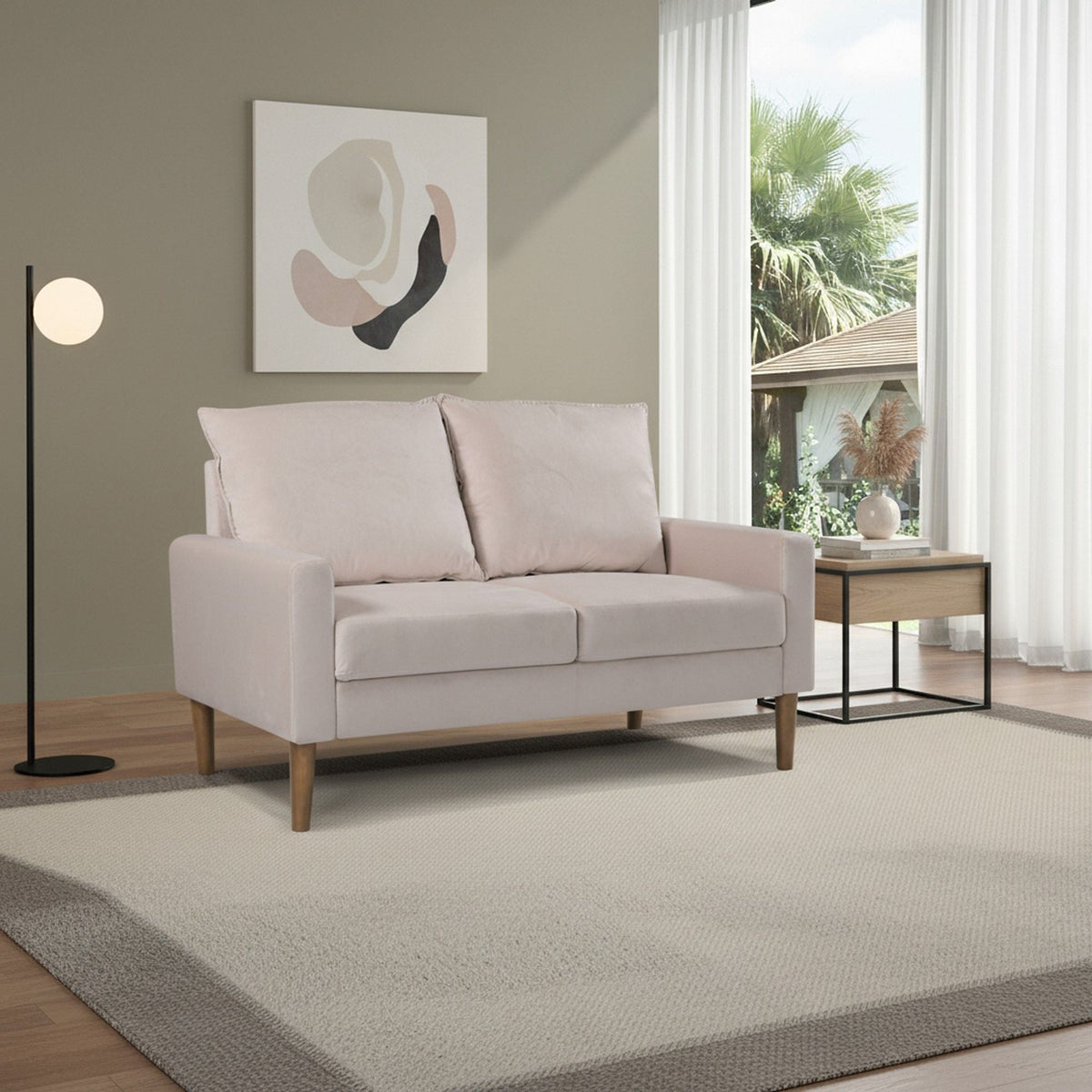 Upholstered Loveseat Sofa, 2 Seater Couch For Living Room Apartment US Pride