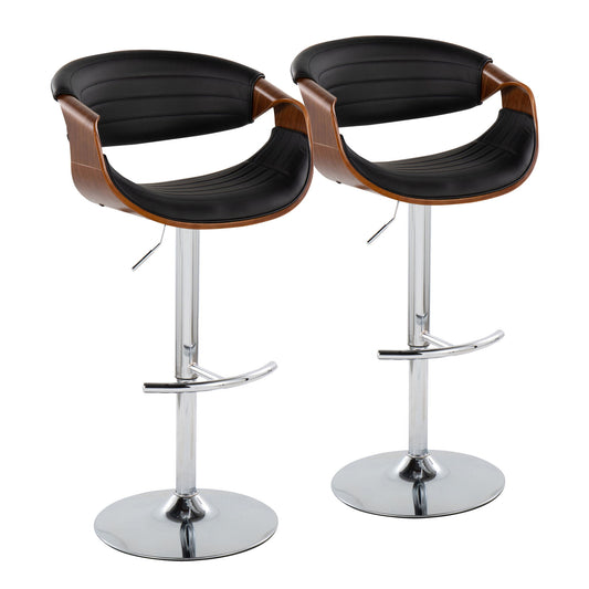 Symphony - Mid Century Modern Adjustable Barstool & Swivel With Rounded T Footrest (Set of 2) Lumi Source