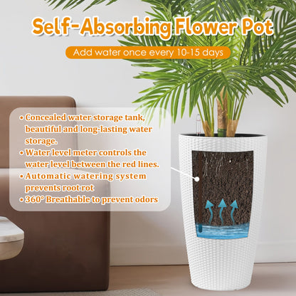 Tall Planters Set With Water Level Monitor And Auto Watering Daily Nest