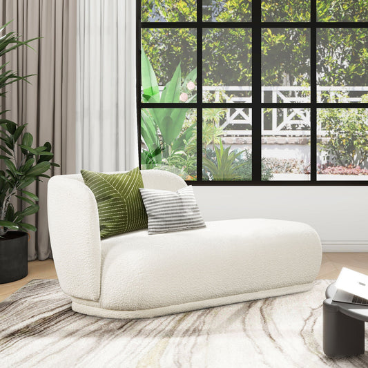 Aire - RAF Modern Rounded Chaise Lounge - Ivory White Jennifer Taylor Home