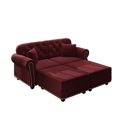 Upholstered Sofa Set With Nailhead Trim And Rolled Armrests, Includes Pillows Home Essentials