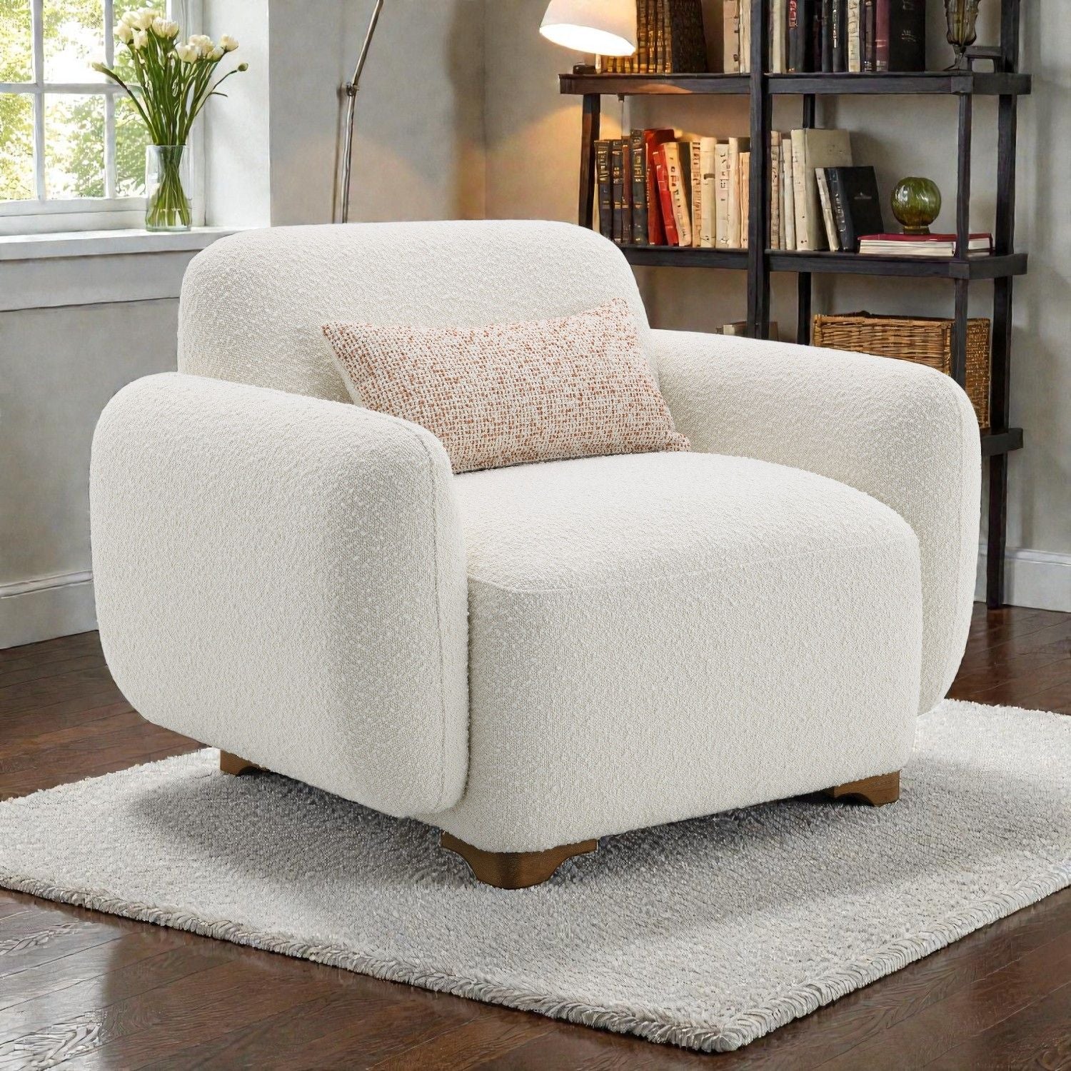 Darius - Boucle Accent Chair With 1 Toss Pillow - Beige Acme
