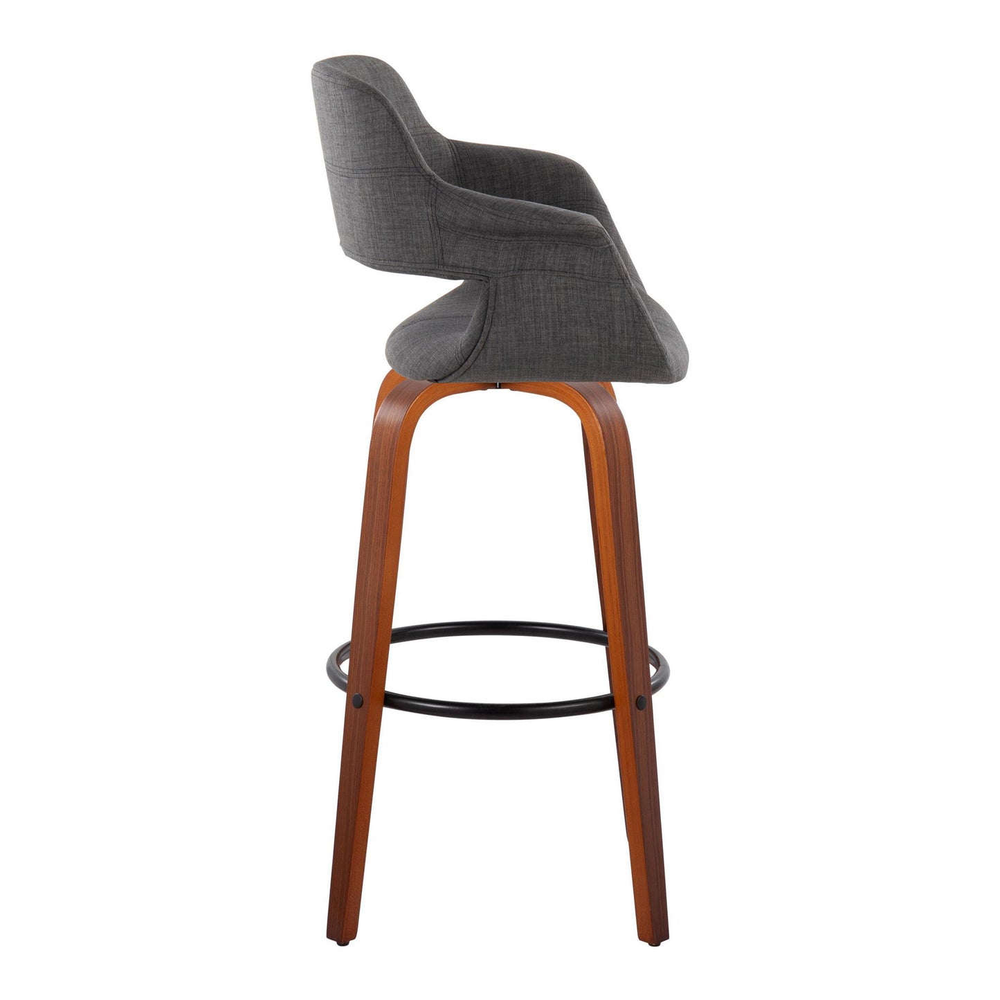 Vintage Flair - Mid Century Modern Fixed Height Barstool With Swivel With Round Footrest (Set of 2) Lumi Source