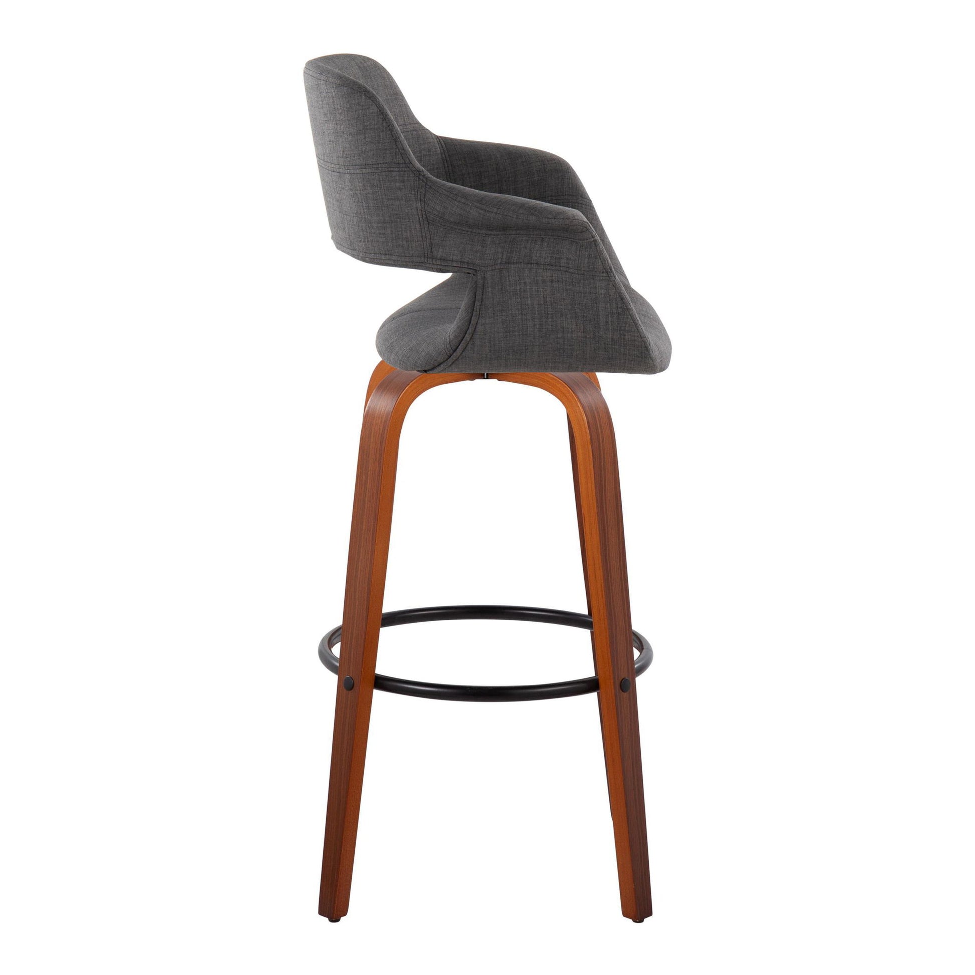 Vintage Flair - Mid Century Modern Fixed Height Barstool With Swivel With Round Footrest (Set of 2) Lumi Source