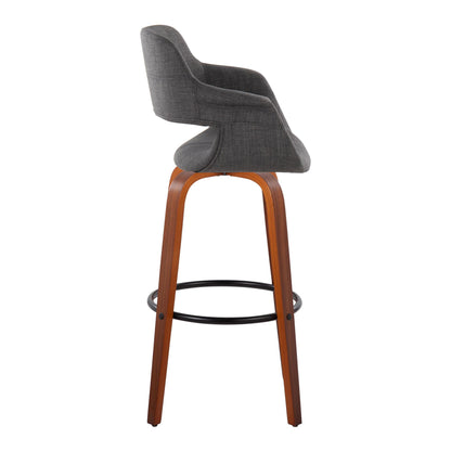 Vintage Flair - Mid Century Modern Fixed Height Barstool With Swivel With Round Footrest (Set of 2) Lumi Source