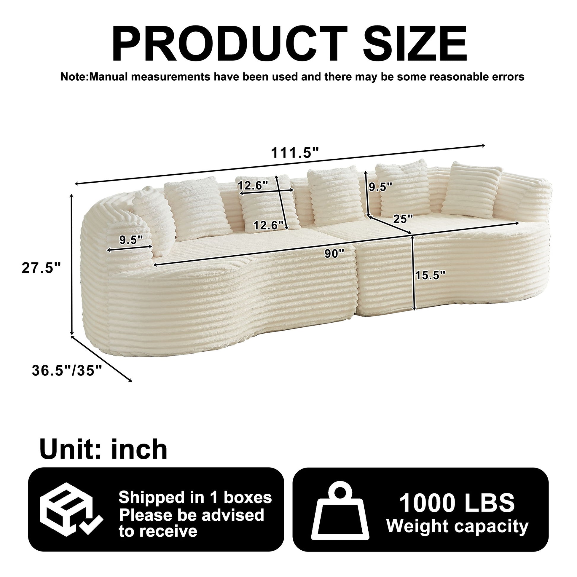 Sectional Sofa, Oversized 4 Seater With Deep Seat Design Home Essentials
