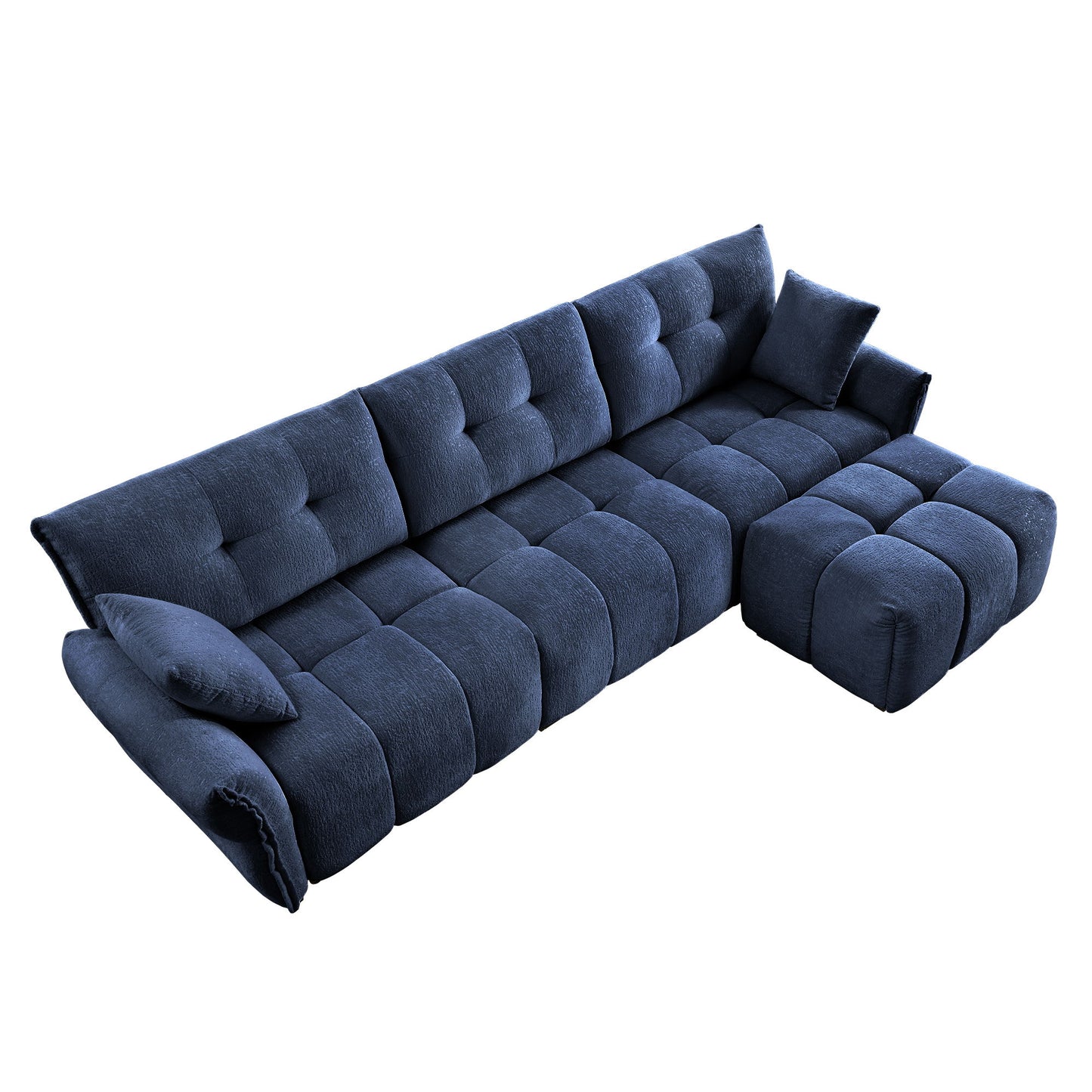 Sofa Set With Ottoman And Pillows, Textured, High Resilience Cushions Home Essentials