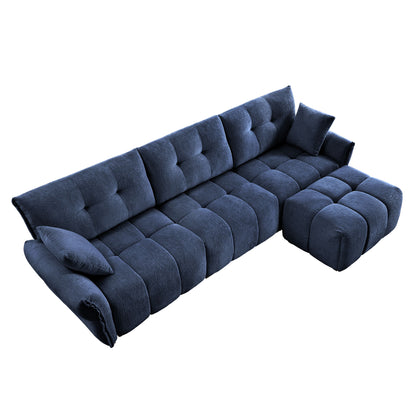 Sofa Set With Ottoman And Pillows, Textured, High Resilience Cushions Home Essentials