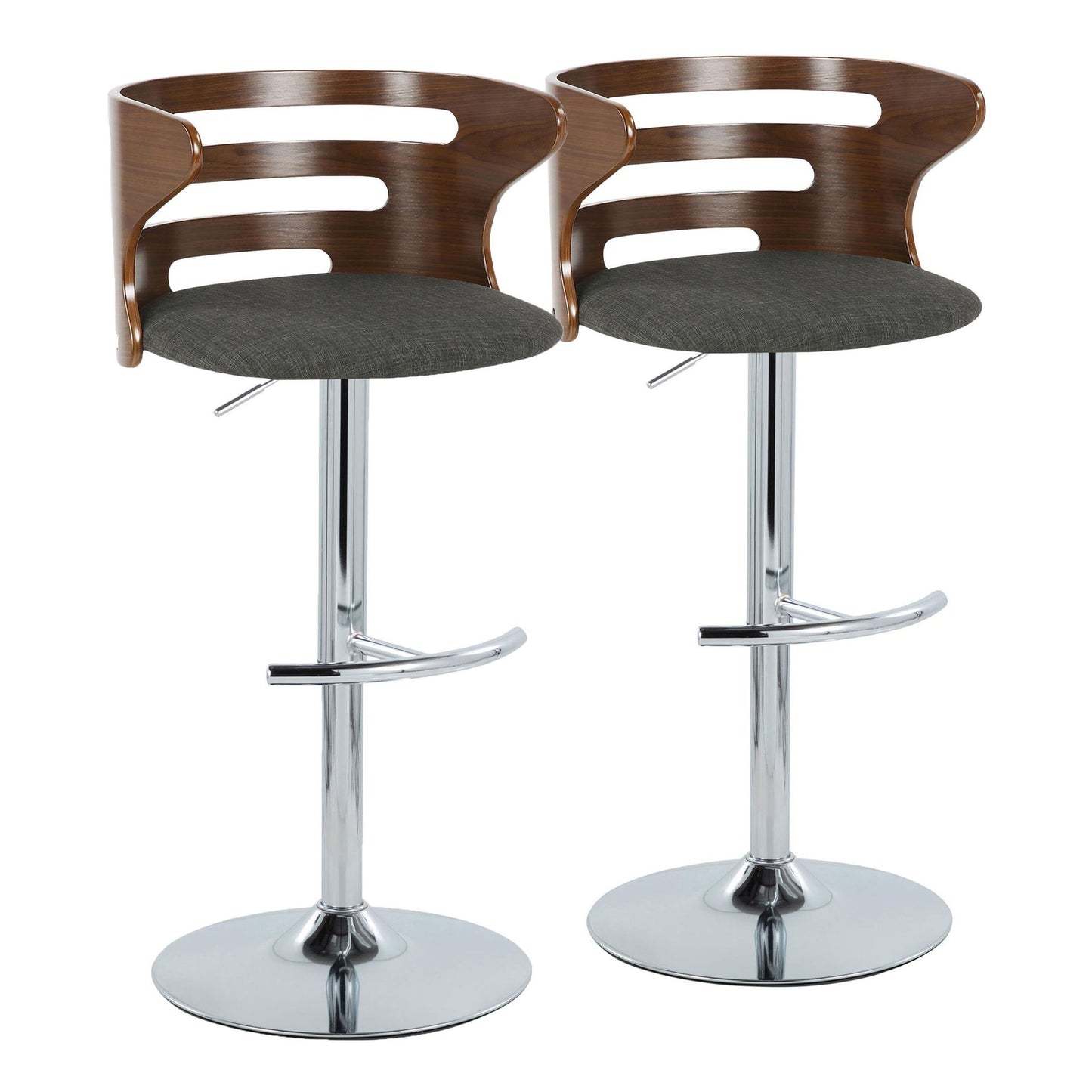 Cosi - Mid Century Modern Adjustable Barstool With Swivel & Rounded T Footrest (Set of 2) Lumi Source