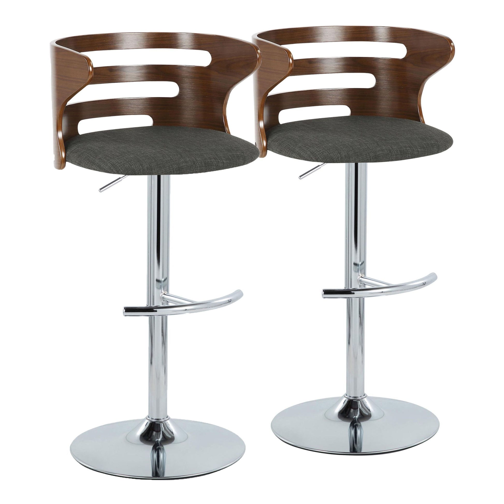 Cosi - Mid Century Modern Adjustable Barstool With Swivel & Rounded T Footrest (Set of 2) Lumi Source