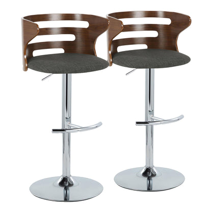 Cosi - Mid Century Modern Adjustable Barstool With Swivel & Rounded T Footrest (Set of 2) Lumi Source