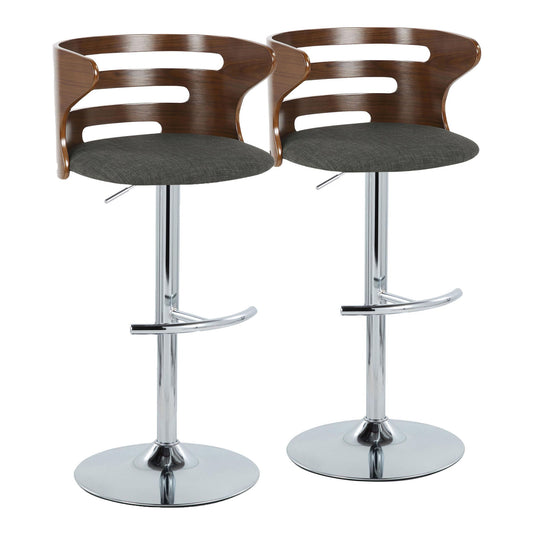 Cosi - Mid Century Modern Adjustable Barstool With Swivel & Rounded T Footrest (Set of 2) Lumi Source