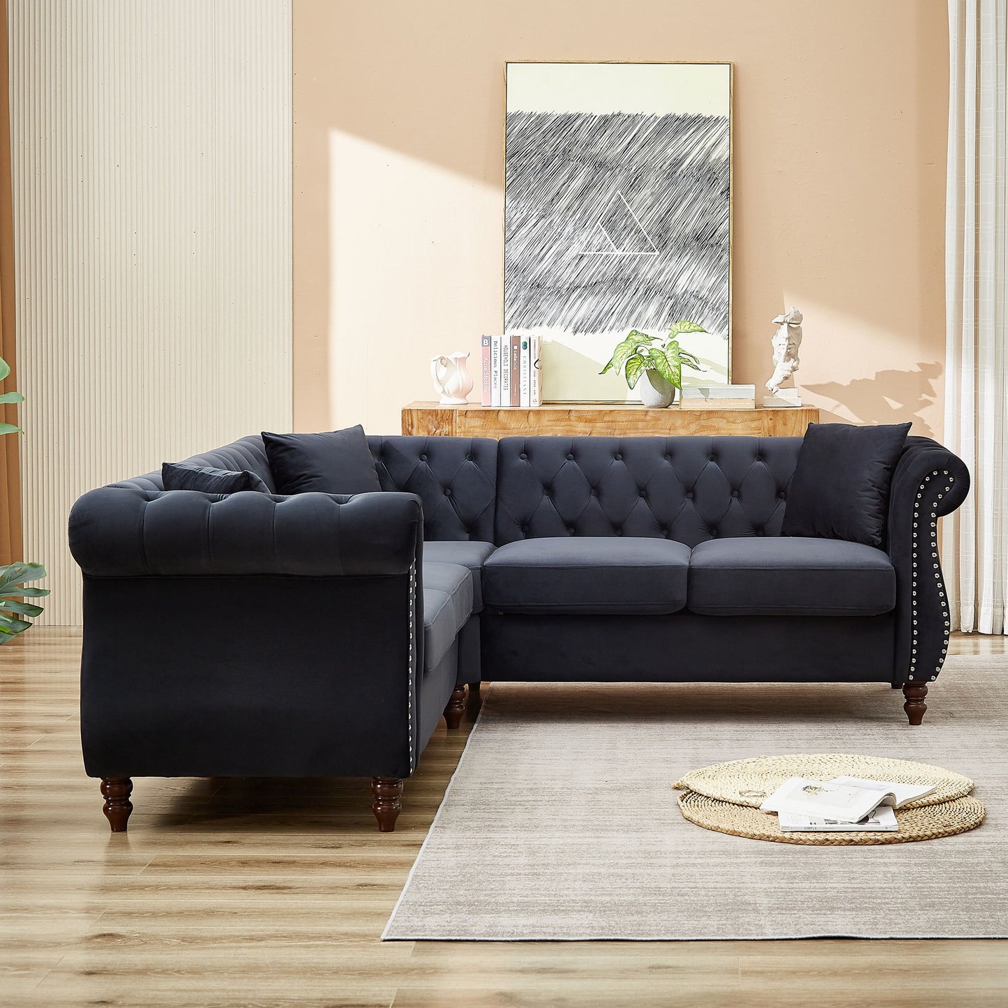 Streamline Modern L-Shaped Corner Sofa Home Essentials