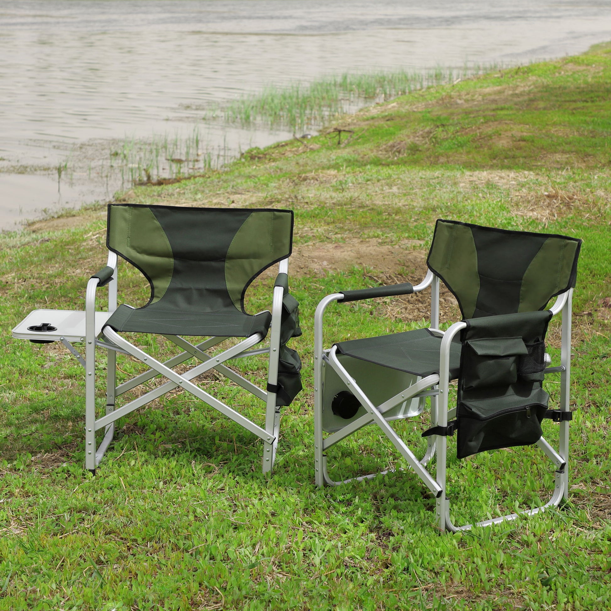 Padded Folding Outdoor Chair With Side Table And Storage Pockets, Lightweight Oversized Directors Chair For Indoor, Outdoor Camping, Picnics And Fishing Home Essentials