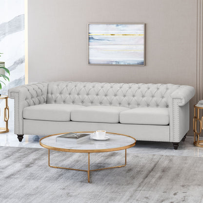 Chesterfield Style 3 Seater Sofa With Deep Button Tufting Noble House