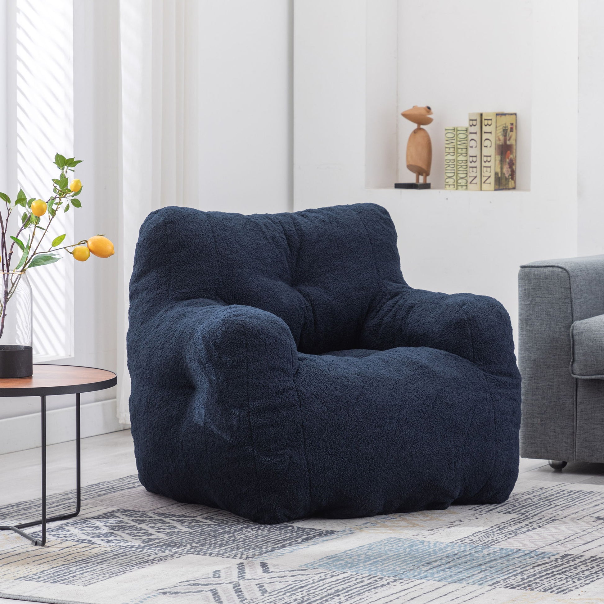 Soft Teddy Fabric Tufted Foam Bean Bag Chair With Teddy Fabric Home Essentials