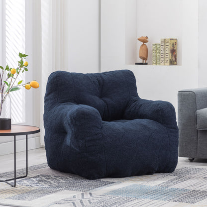 Soft Teddy Fabric Tufted Foam Bean Bag Chair With Teddy Fabric Home Essentials
