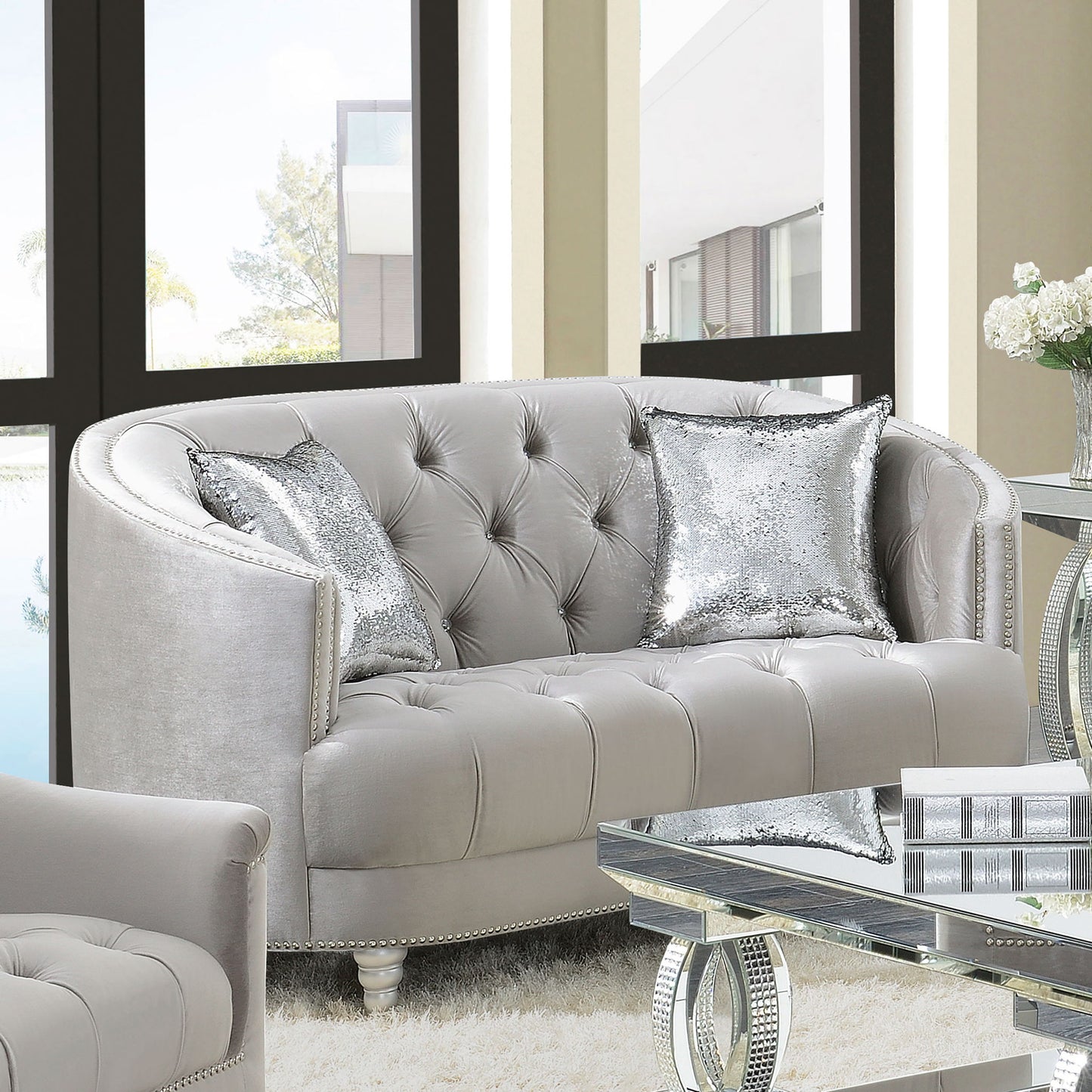 Colby - Loveseat With Tufted Design - Gray Furniture Max