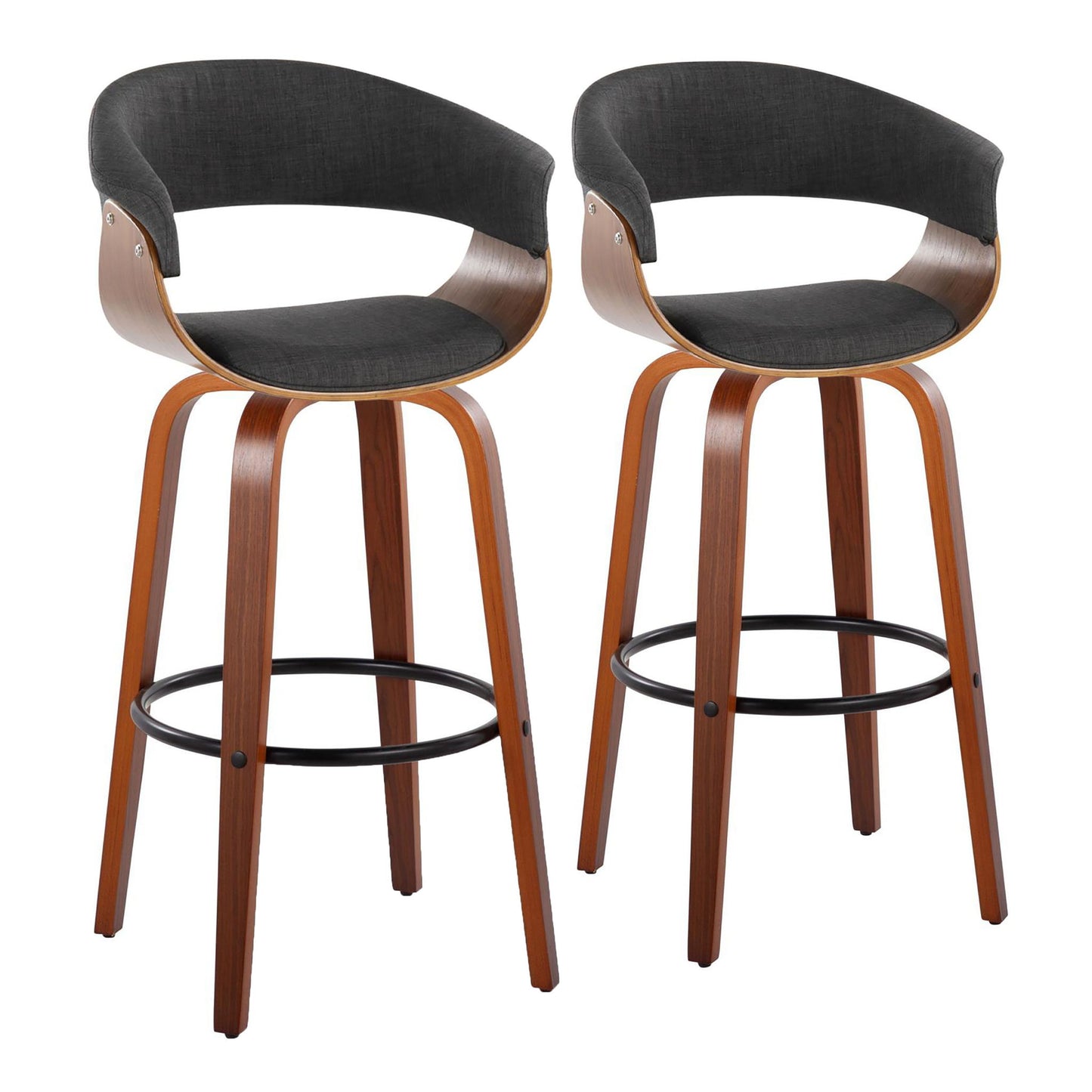 Vintage Mod - Mid Century Modern Fixed Height Barstool With Swivel & Round Footrest (Set of 2) Lumi Source