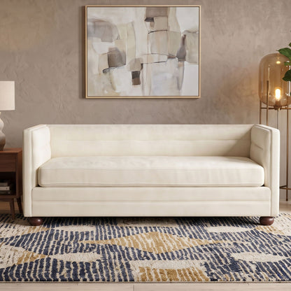 3 Seater Sofa Upholstery With Square Arms, Living Room Couch Noble House