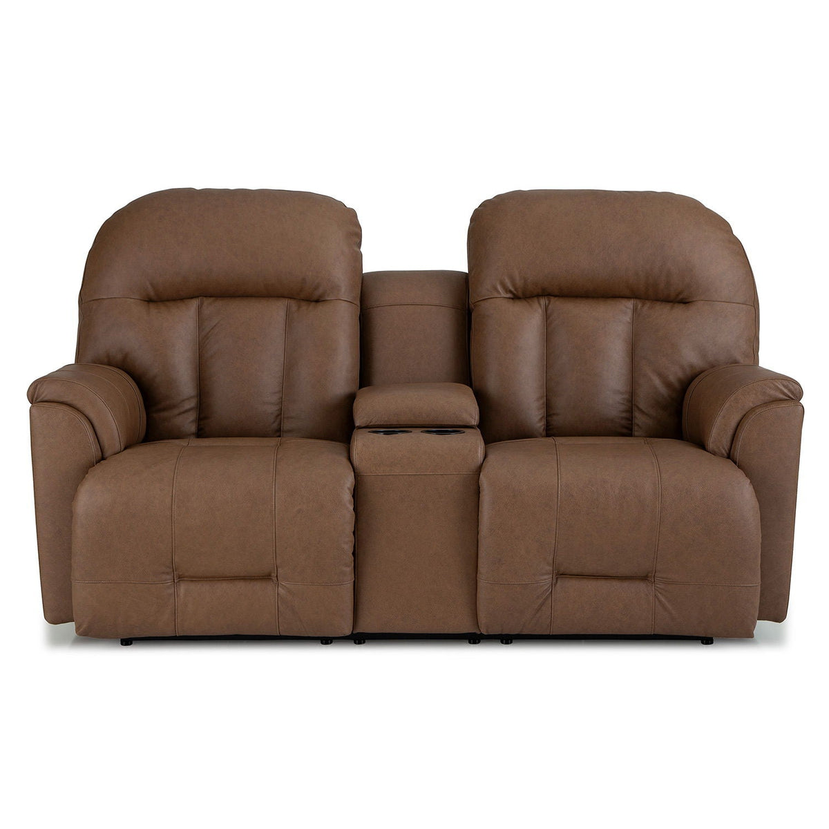 Suitably Leather Power Tilt-Headrest Console Loveseat Best Home Furnishings
