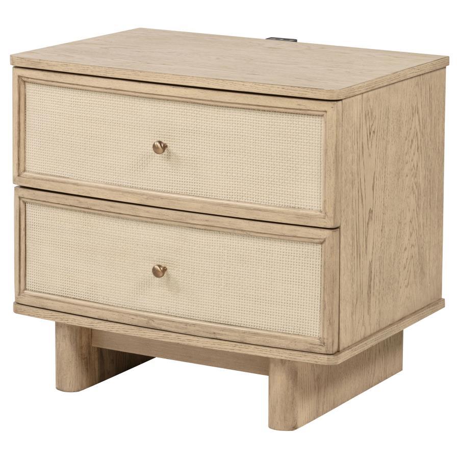 Kailani - 2-Drawer Nightstand Bedside Table - Beige Oak Coaster Fine Furniture