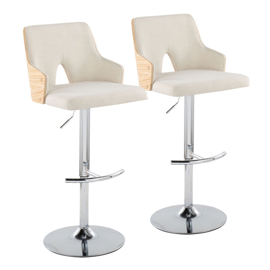 Stella - Contemporary Adjustable Barstool Stool With Swivel & Rounded T Footrest (Set of 2) Lumi Source