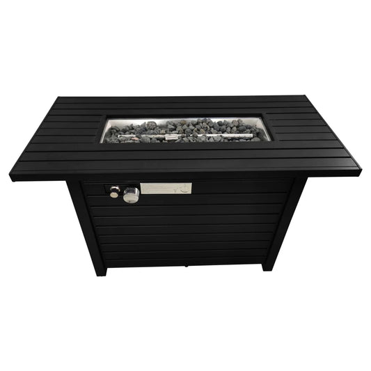 Outdoor Fire Pit Table With Lid Durable Construction - Black LSI Patio Furniture