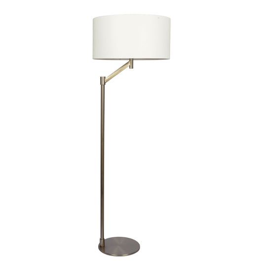Serene - Floor Lamp With Rotary Switch Base Linen Shade - Brushed Nickel / White Ashcroft Furniture