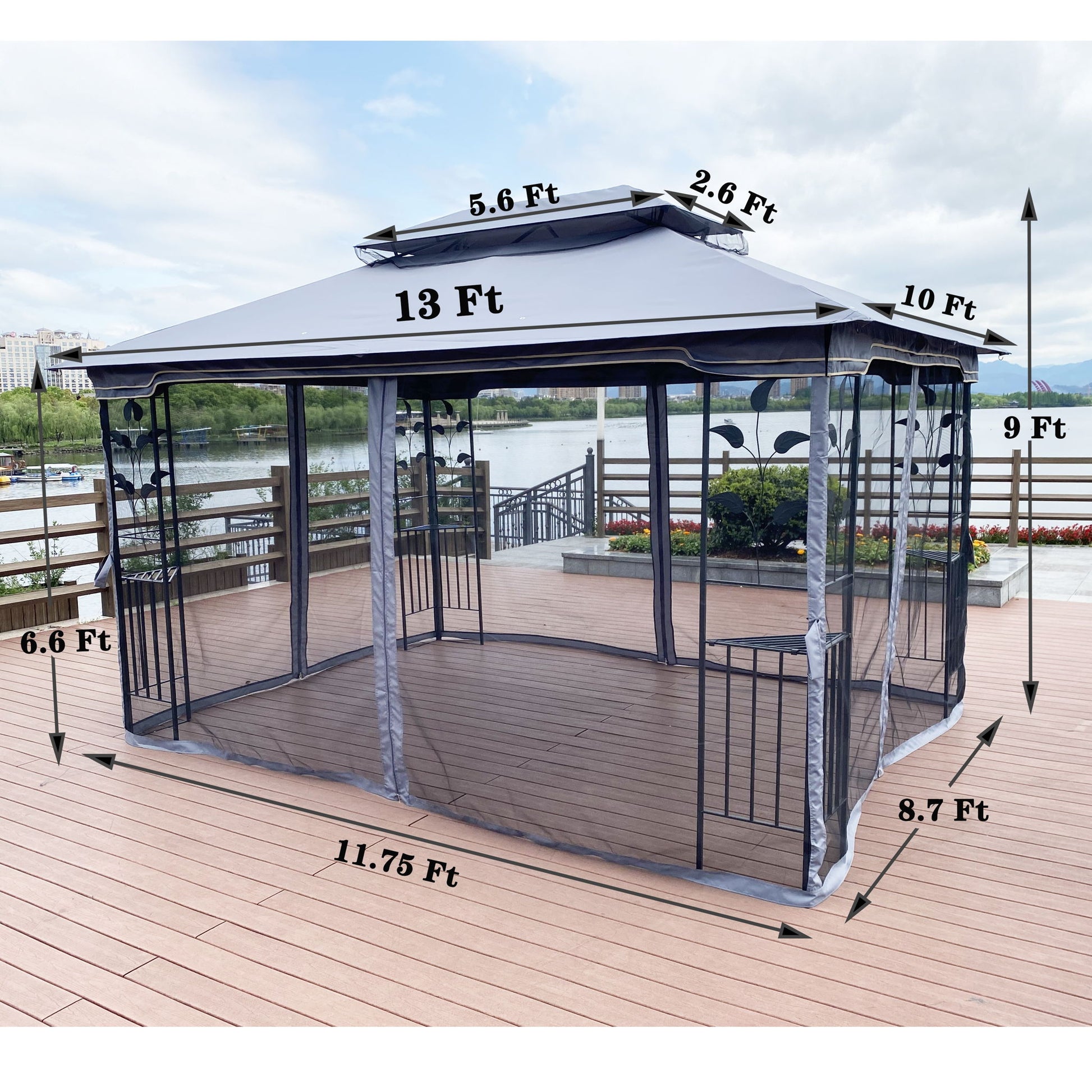 Patio Gazebo Tent With Ventilated Double Roof And Mosquito Net For Backyard Or Garden Home Essentials