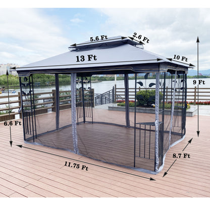 Patio Gazebo Tent With Ventilated Double Roof And Mosquito Net For Backyard Or Garden Home Essentials