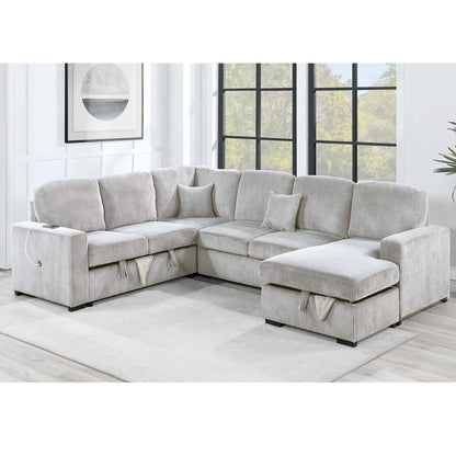 Modern Design Convertible Sectional Storage Bed With USB Port Home Essentials