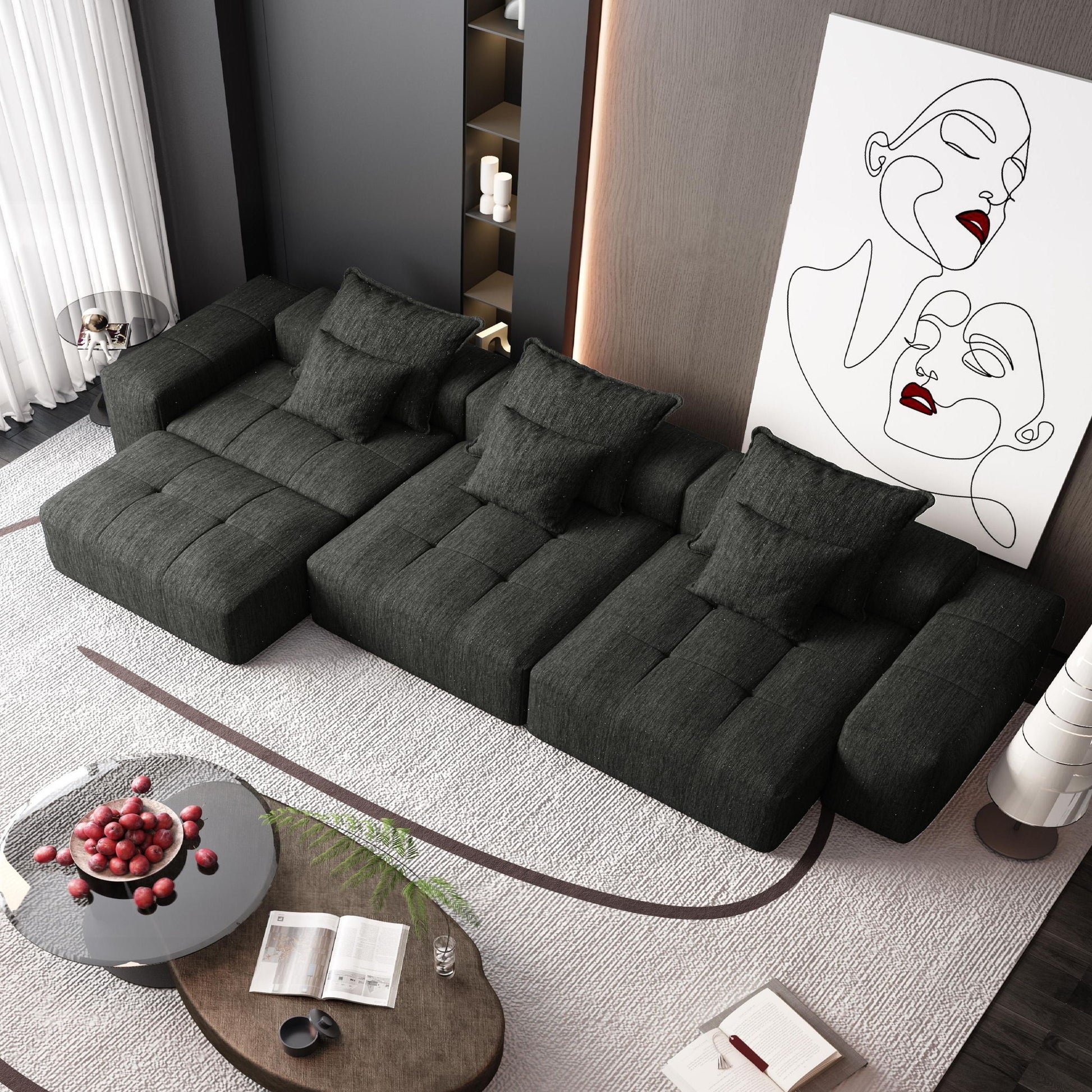 Modern Oversized Diy Combination Modular Sectional Sofa With Pillows Home Essentials