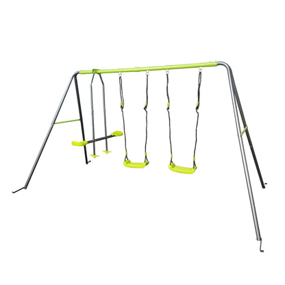 Xns081 Interesting Swingset With Plastic Safe Swing Set 440Lbs For Outdoor Playground For Age 3+ With Face To Face Without Tee - Lime Green