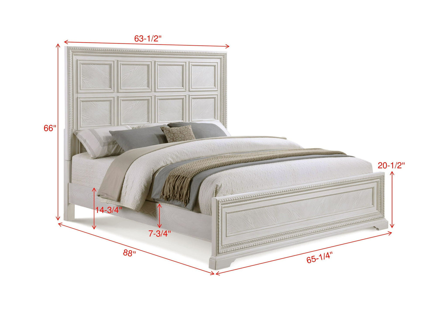 Alexandria - Queen Panel Bed- White Crown Mark