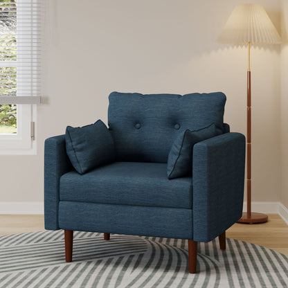Enchantica - Upholstered Fabric Club Chair With Button Tufted And 2 Accent Pillows Noble House