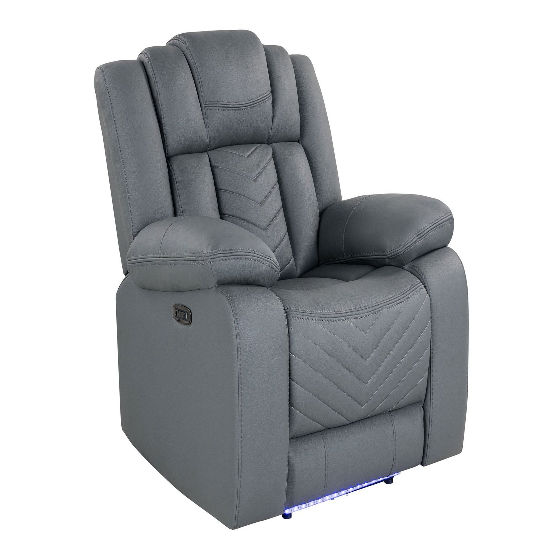 Raize - Power Recliner With LED Functionality - Gray Global Furniture USA