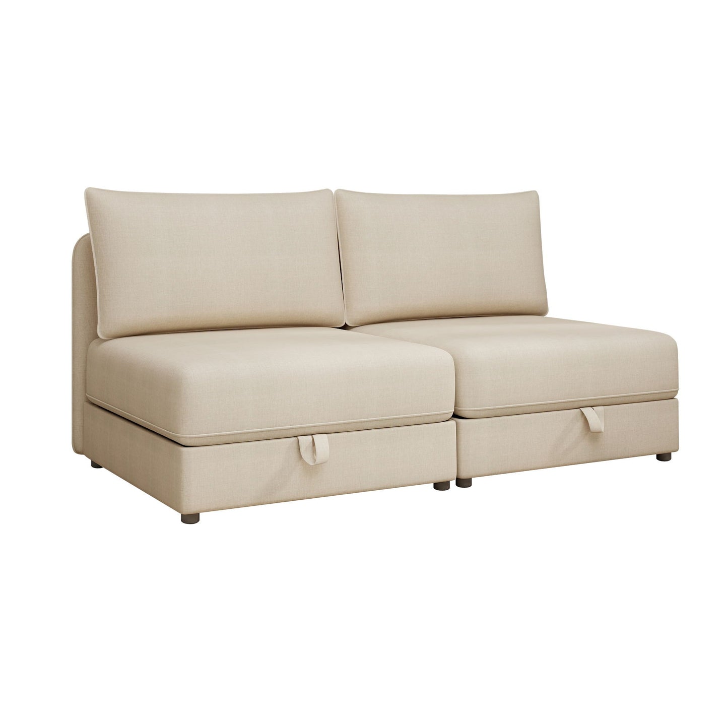 Modular Sectional Sofa With Storage, Convertible 2 Seater Sleeper Sofa - Beige Home Essentials