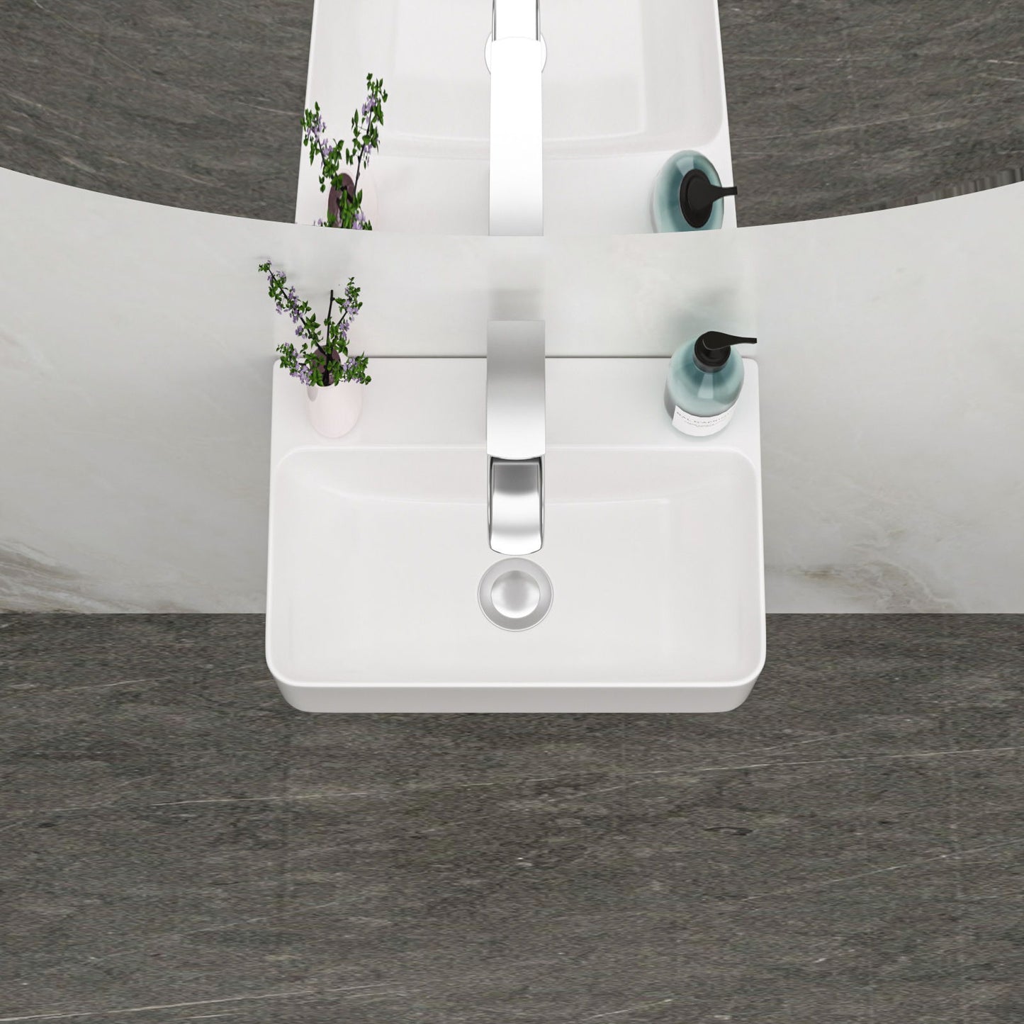 Ceramic Rectangle Wall Mount Bathroom Sink With Single Faucet Hole Daily Nest