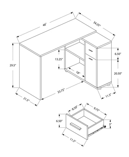 Computer Desk, Home Office, Corner, Storage Drawers, L Shape, Contemporary & Modern 8th Street