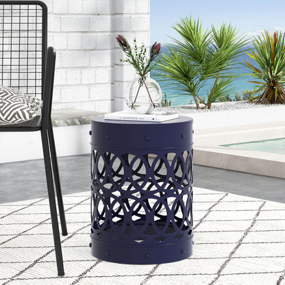 Outdoor Metal Large End Table, Modern Design Noble House