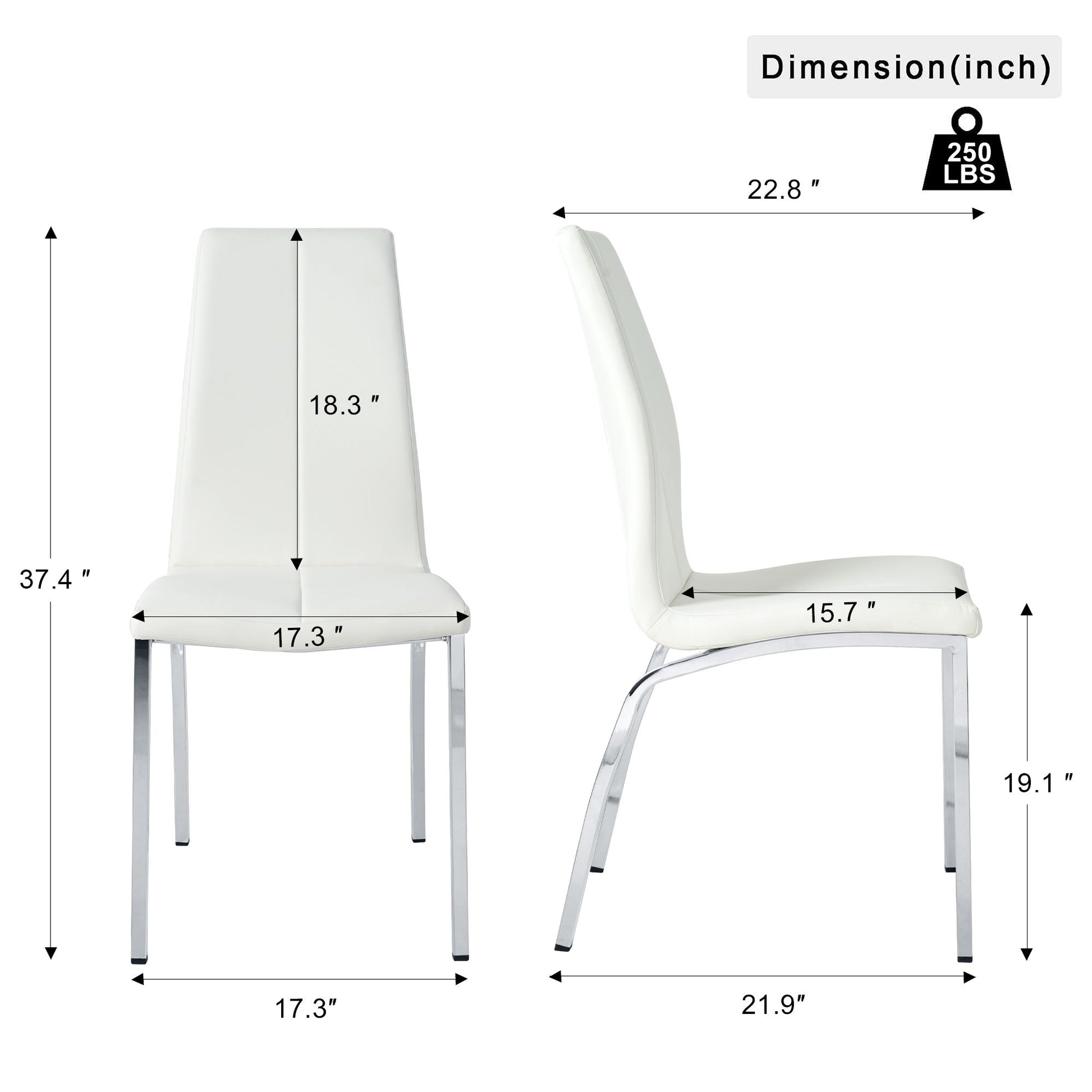 Modern Upholstered Dining Chair (Set of 4) With Electroplated Metal Legs - White Home Essentials