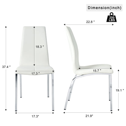 Modern Upholstered Dining Chair (Set of 4) With Electroplated Metal Legs - White Home Essentials