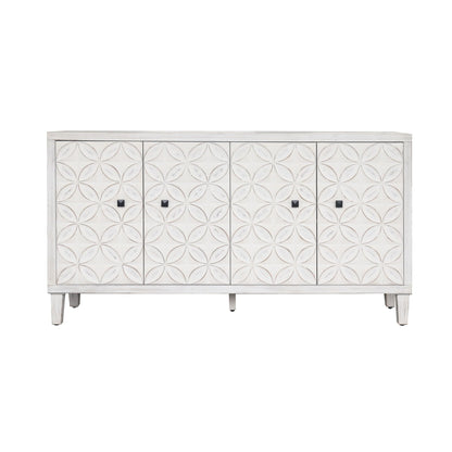 Accent Cabinet 4 Door Wooden Cabinet Sideboard Buffet Server Cabinet Storage Cabinet, For Living Room, Entryway, Hallway, Office, Kitchen And Dining Room - White Wash Home Essentials