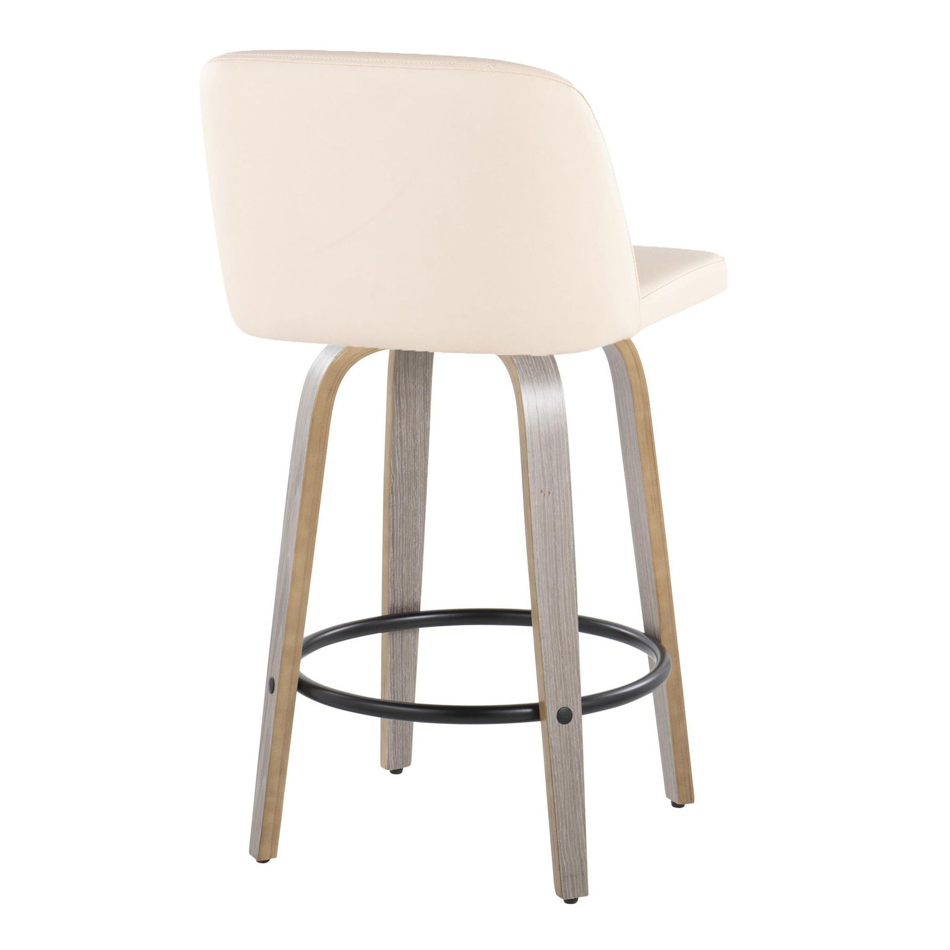Toriano - Contemporary Fixed Height Counter Stool With Swivel & Round Footrest (Set of 2) Lumi Source