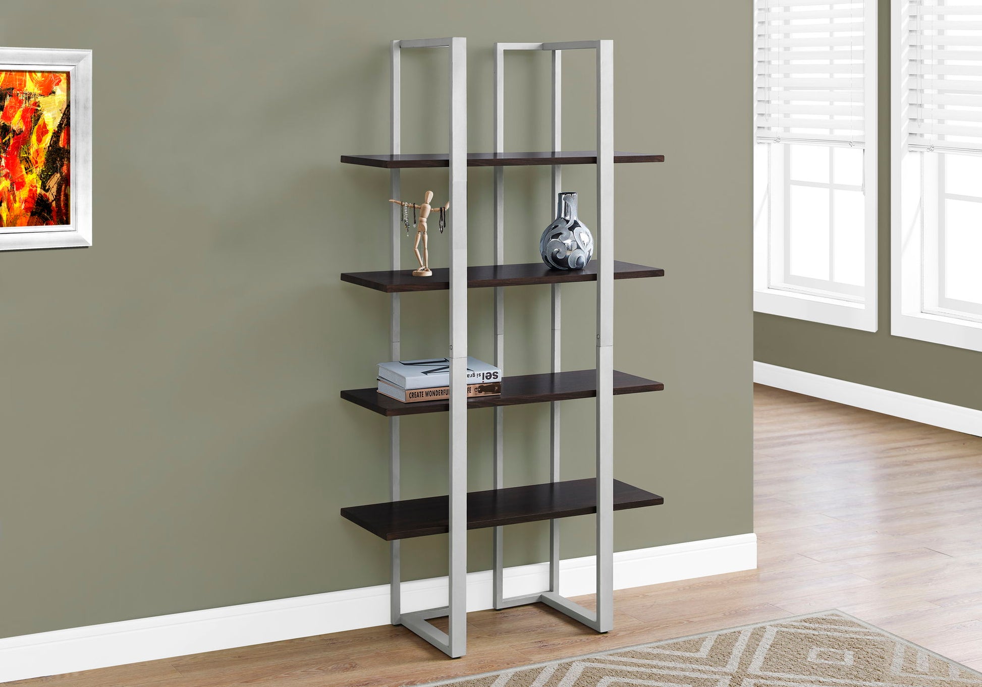 Bookshelf, Bookcase, Etagere, 4 Tier, Office, Contemporary & Modern 8th Street